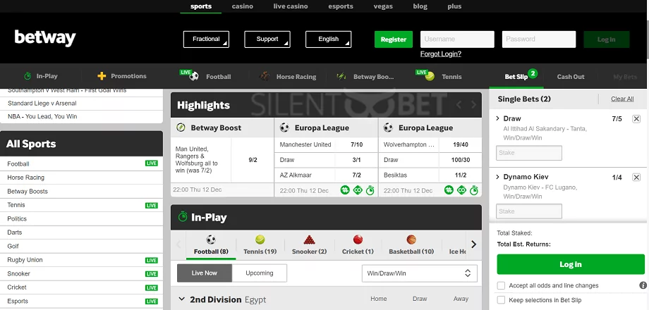 Sports Available at Betway